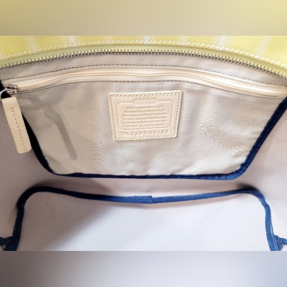 Coach 23108 Legacy Weekend Ticking Stripe Coated Canvas Yellow Tote & Wristlet - Picture 9 of 15